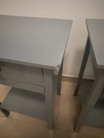 Set of grey wooden bedside tables- good condition