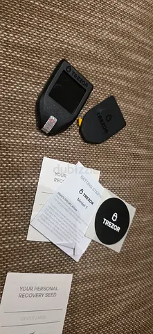 Trezor Model T hardware crypto wallet with recovery card and accessories