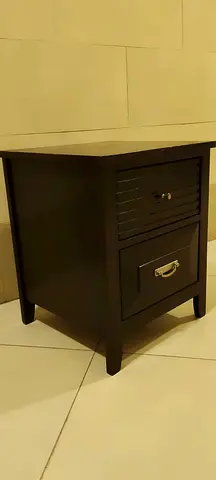 Modern Dark Wood Nightstand with Two Drawers
