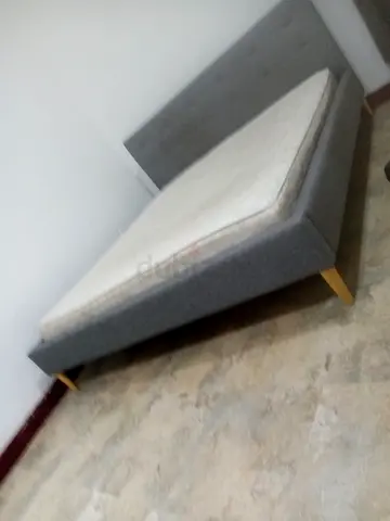 Grey fabric double bed frame with mattress included