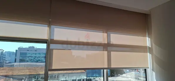 Beige Fabric Roller Blinds  office Curtains - Light Filtering, Good Condition