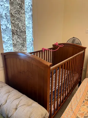 Solid Wood Baby Crib / Cot - Dark Brown with mattress