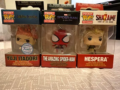 Funko Pocket Pop Keychains - Jujutsu Kaisen, Spider-Man, and Shazam