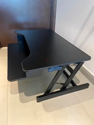 Adjustable Black Sit-Stand Desk Riser — Compact Laptop/Monitor Stand