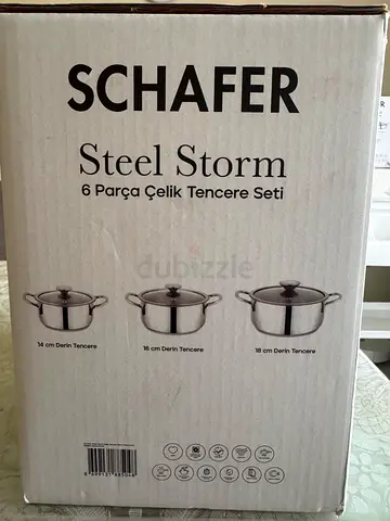 Schaffer Steel Storm 6-Piece Stainless Cookware Set - Brand New in Box-14,16,18 cm