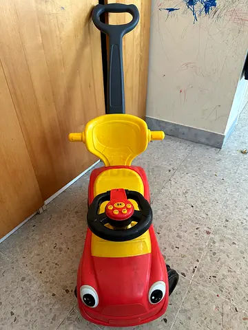 Red Push Ride-On Car with Parent Handle — Good Condition