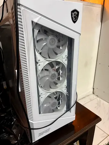 White mid-tower PC case with triple front fans (used)