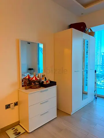 White 2-Piece Bedroom Set: Wardrobe with Mirror + 3-Drawer Dresser with Mirror