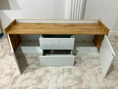 Wood  White TV Console / Media Unit with Drawers and Cabinets