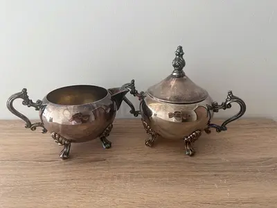 Silver-plated Middle Eastern Tea/Coffee Set on Decorative Tray