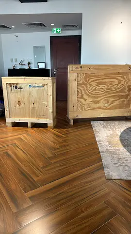 Pair of Wooden Shipping Crates / Storage Boxes - Solid Plywood