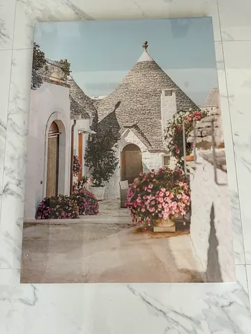 Framed Mediterranean Cottage Photo Print - Canvas Wall Art