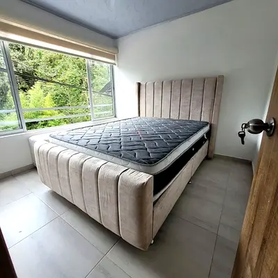 Beige King Size Bed Frame