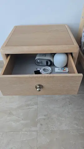 Light oak bedside drawer - single floating nightstand.