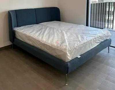 Modern Queen Bed Frame with Mattress (Like New) - mattress and bed frame used for less than 12 month