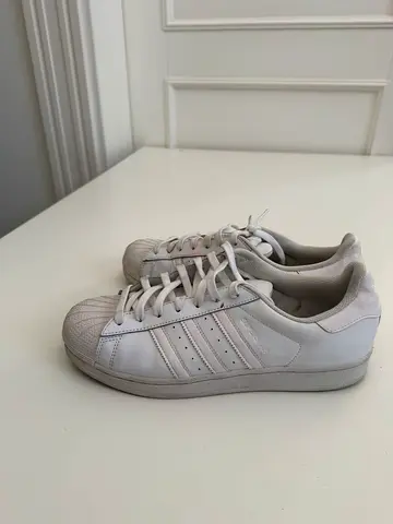 White Adidas Superstar Sneakers - Used, Size 44