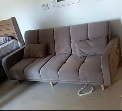 3-seater grey fabric sofa in good condition