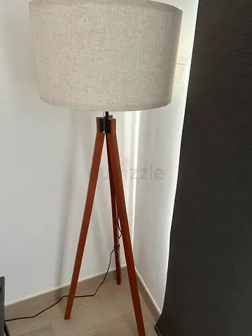 Tripod Wooden Floor Lamp with Fabric Shade - Light Oak