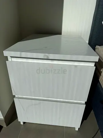 IKEA White 2-Drawer Bedside Table / Nightstand in Good Condition