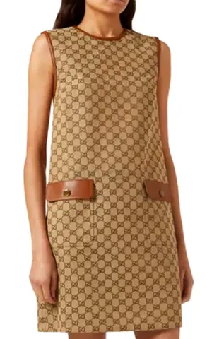 Gucci GG Monogram Mini Shift Dress in Canvas Size 36