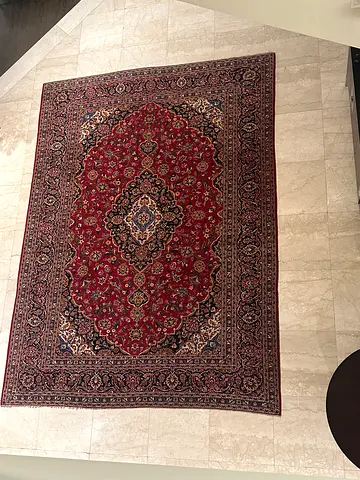 Hand-knotted Persian-style red area rug - excellent condition