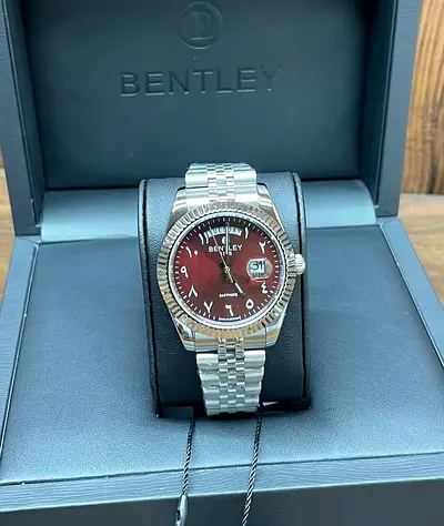 Bentley automatic mens watch with burgundy dial in original box