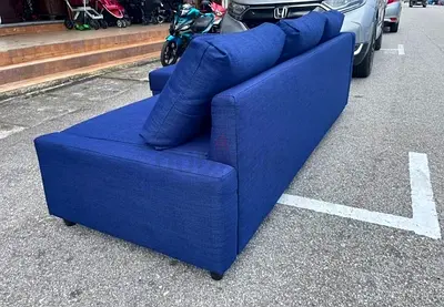 Blue 3-Seater Fabric Sofa - Good Condition