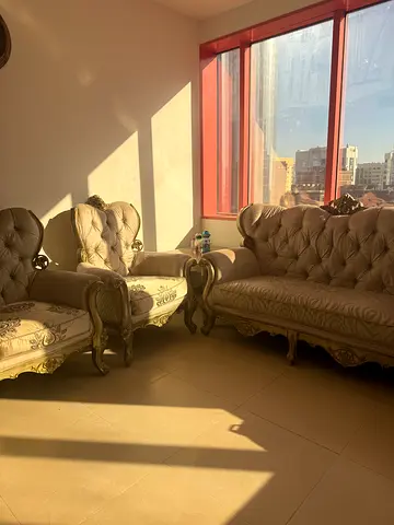 Luxurious sofa set with side table
