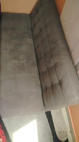 Used tufted grey fabric sofa — 2-seater, good for small living room