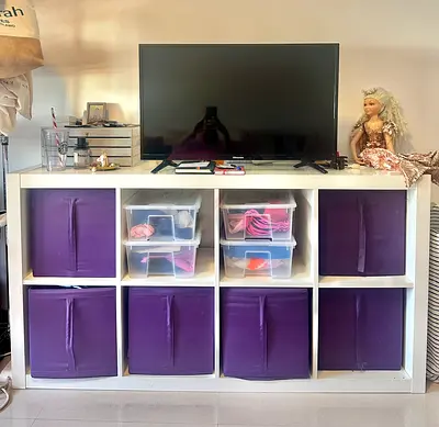 Cabinet of 8-Cube Storage Shelf with Fabric Drawers included