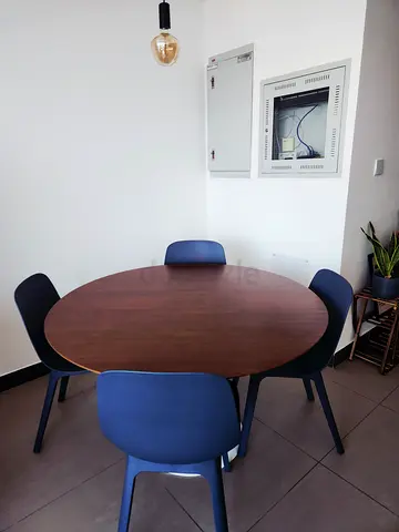 Round Wooden Dining Table with 4 Chairs - Good Condition