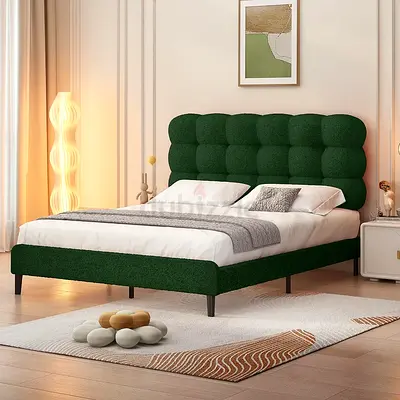 Bubble headboard twin boucle bed