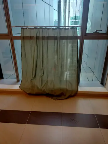 Green Fabric Curtains with Hanging Rod (shower curtain)