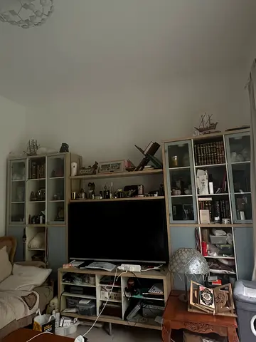Light wood entertainment center / display cabinet with glass doors - URGENT SALE