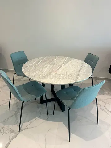 4 blue dining chairs