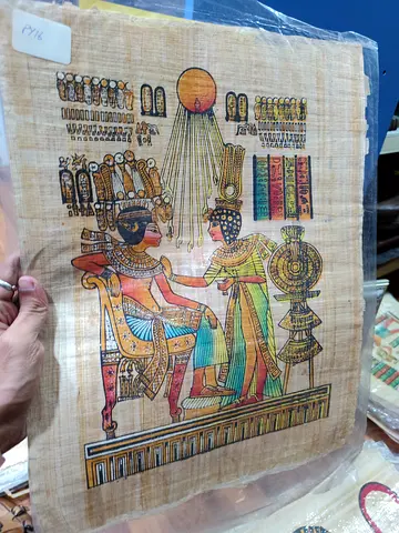 Hand-painted Egyptian Papyrus Artwork featuring Pharaoh Scene 44*33cm