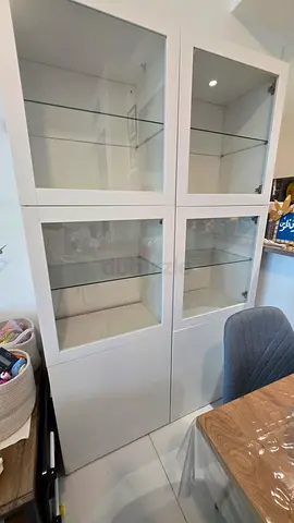 White display cabinet with glass shelves - 6 door unit