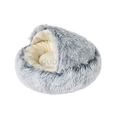 Soft Faux Fur Cozy Cat/Dog Cave Bed - Grey, Like New