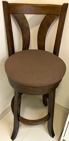 Solid Wood Swivel Bar Stool with Padded Seat - Dark Brown