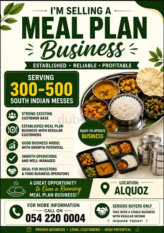 Established South Indian Meal Plan Business - Serving 300-500 | Al Quoz