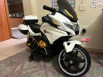 Electric Ride-On Police Style Motorbike for Kids - White
