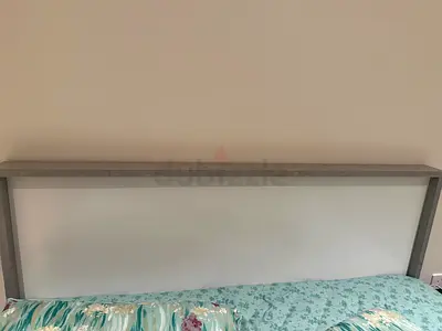 Queen size bed frame in white and grey color