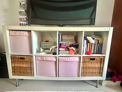 Cabinet of 8-cube Storage Unit with Baskets included and Fabric Drawers