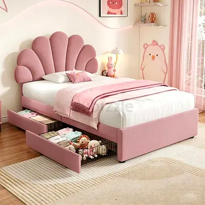 Brand New Luxury Fully Customizable - Twin Size Bed with Drawers - UAE Sharjah Manufactured