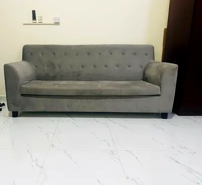 Grey 3-Seater Fabric Sofa - Good Condition