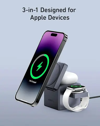 Anker MagSafe Charger Stand,Anker 3-in-1 Cube with MagSafe, 15W Max Fast Charging