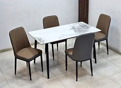 Modern 4-Seater Marble Top Dining Table With Chair