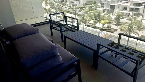Outdoor balcony bench and two chairs - metal patio set