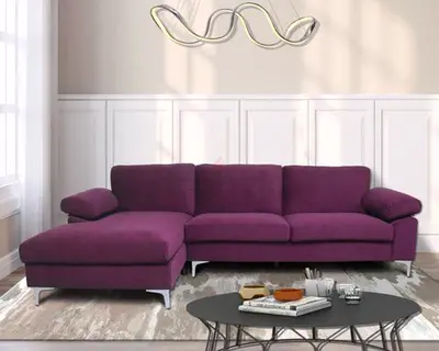 Modern Purple L-Shaped Sectional Sofa