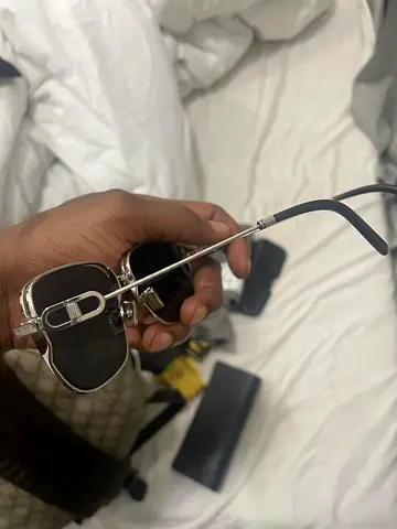 Used mens designer sunglasses - silver frame, dark lenses